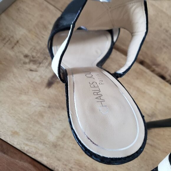 Vintage Charles Jourdan Black White Purple Iridescent Snakeskin Stiletto Heels 7 - Picture 9 of 15